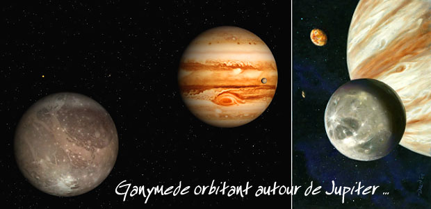 ganymède orbitant autour de Jupiter